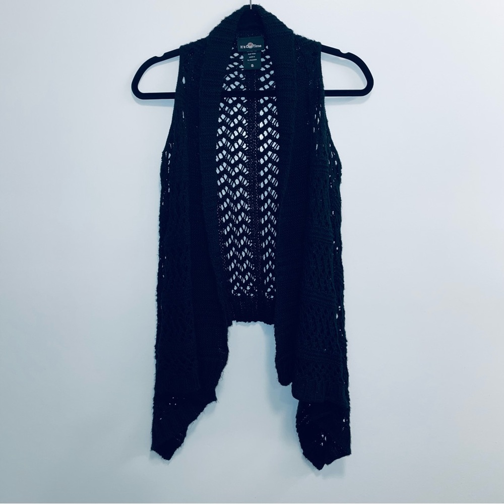 It’s Our Time Crochet Knitted Black Wrap Size S